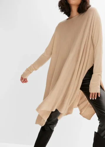 bonprix, bonprix Long-Pullover aus Viskose-Mixbeige 52Damen