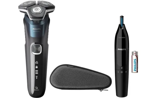 Philips, Philips Elektrorasierer "Shaver Series 5000 S5889/11" ausklappbarer Präzisionstrimmer Nasen- und Ohrenhaartrimmer, Etui, mit SkinIQ Technologie