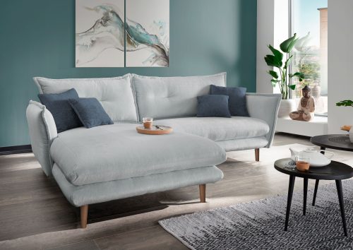 INOSIGN Ecksofa »Lazio«, mit Zierkissen, Füsse naturfarben