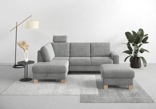 Home affaire Ecksofa »Summer«, mit Ottomane, wahlweise mit Bettfunktion und Bettkasten, Cord-Bezug
