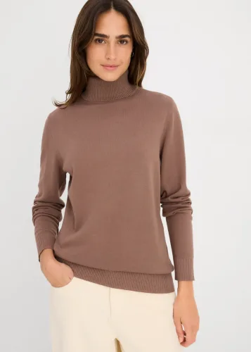 bonprix, bonprix Rollkragenpullover "Rollkragenpullover" aus Feinstrick mit hohem Baumwoll-Anteil, figurbetonte Passform