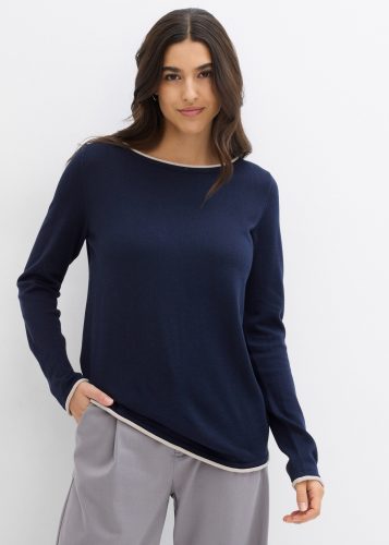 bonprix Strickpullover weiches Material, mit kontrastfarbiger Rollkante