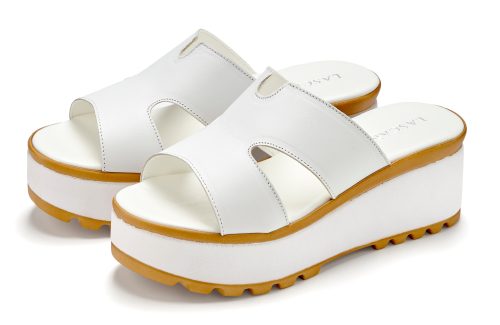 Lascana, LASCANA Pantolette "Sandale, Sommerschuh, Mule, offener Schuh," NEU aus Leder mit Keilabsatz