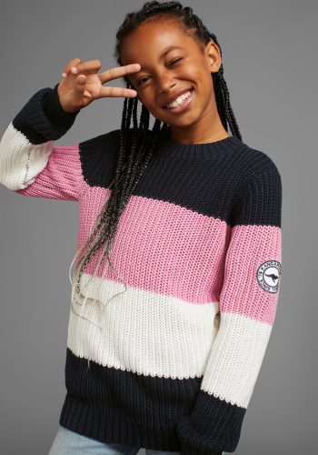 KangaROOS, KangaROOS Strickpullover »Ringelpullover«, mit Logo auf dem Ärmel