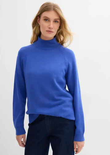 bonprix, bonprix Rollkragenpullover aus reiner Baumwolleblau 48Damen