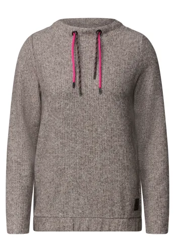 cecil, Shirt in Rippstruktur mit Funnel Neck