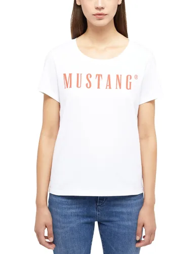 Mustang, Mustang - T-Shirt  1er Pack Bequem sitzend-Style Alma, für Damen, Weiss, Größe S
