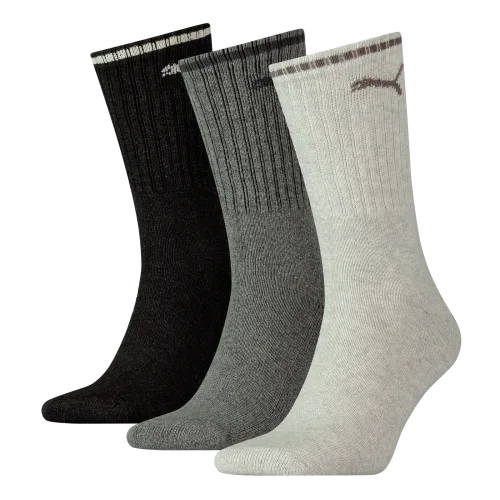 Puma, PUMA Sportsocken "PUMA UNISEX STRIPED CREW SOCK" 3 Stk. tlg. Komfort-Bund, Frottee-Polsterung, flache Zehennaht