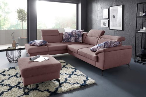 sit&more Ecksofa, 12 cm Fusshöhe, inklusive Sitztiefenverstellung, wahlweise Kopfteilverstellung, wahlweise in 2 unterschiedlichen Fussfarben