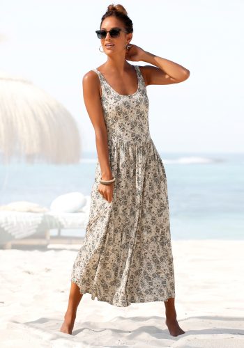 Vivance, Vivance Midikleid "mit Blümchendruck aus Viskosejersey" luftiges Sommerkleid, Strandkleid, Blumenkleid, Viskosekleid