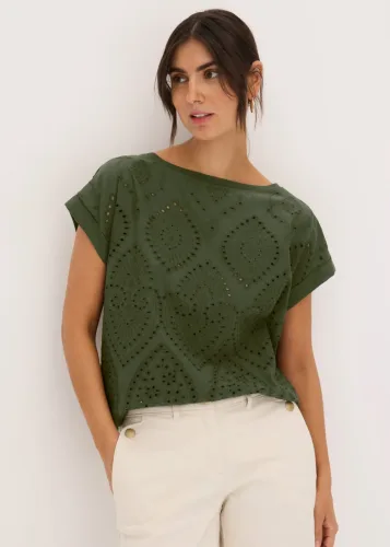 bonprix, bonprix Shirt mit Lochspitzegrün 40Damen