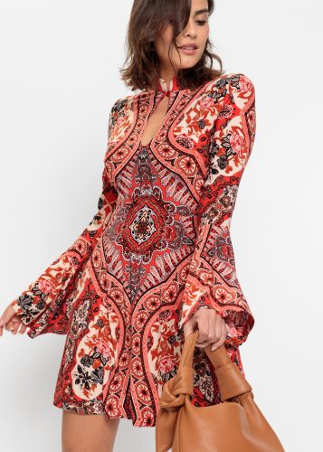 bonprix Jerseykleid für eleganten Look, aus Polyester und Elasthan, mit Stehkragen