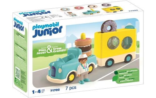 71702 Junior: Verrückter Donut Truck mit Stapel- und Sortierfunktion, Konstruktionsspielzeug