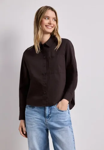 Street One, Langarm Bluse mit Hemdkragen aus Twill
