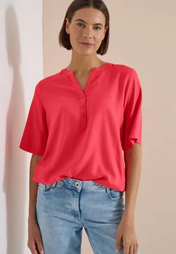 cecil, Kurzarm Bluse mit Split Neck