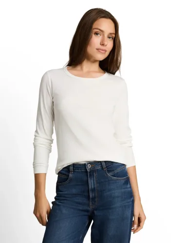 Tom Tailor, TOM TAILOR Langarmshirt "Regular" mit Rundhalsausschnitt und Stretch