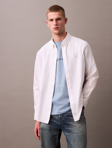 CALVIN KLEIN JEANS, Calvin Klein Jeans Langarmhemd »LS SOLID OXFORD CLASSIC SHIRT«, Mit Rundhalsausschnitt