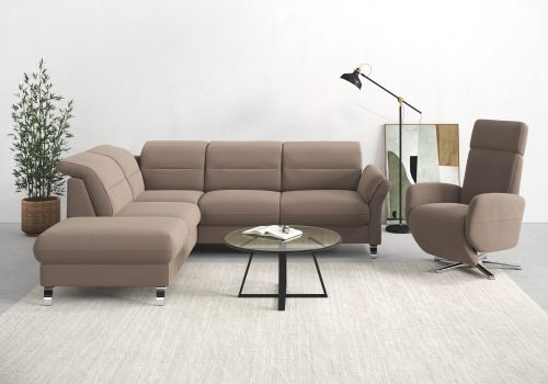 sit&more Ecksofa »Grenoble«, inklusive Federkern, wahlweise mit Bettfunktion, Stauraum, Armteilverstellung und Kopfteilverstellung