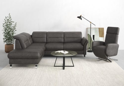 sit&more Ecksofa »Grenoble«, inklusive Federkern, wahlweise mit Bettfunktion, Stauraum, Armteilverstellung und Kopfteilverstellung