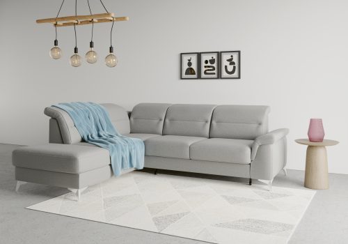 sit&more Ecksofa »Sinatra«, mit Ottomane, optional mit Kopfteilverstellung und Armteilfunktion oder Kopfteilverstellung, Armteilfunktion, Bettfunktion und Stauraum, chromfarbene Metallfüsse