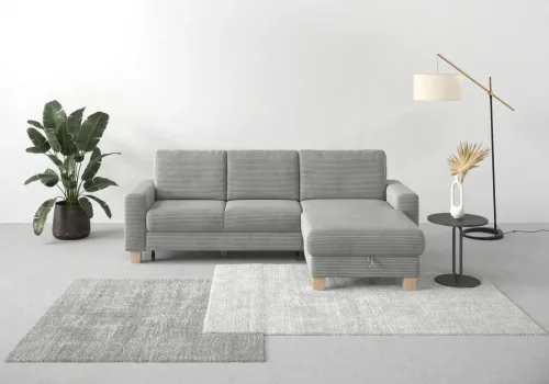 home affaire, Home affaire Ecksofa "Summer L-Form" mit Recamiere, mit oder ohne Bettfunktion und Bettkasten, Cord-Bezug