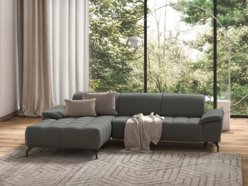 SIT&MORE, sit&more Ecksofa »Cool«, wahlweise mit Kopfteilverstellung und Vorziehsitz, motorisch, mit schwarzen Füssen