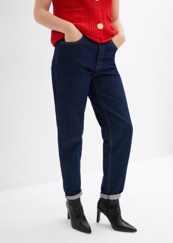 bonprix Mom-Jeans hoher Bund, verkürzte Beinlänge, lockere Passform, mit Elasthan-Anteil