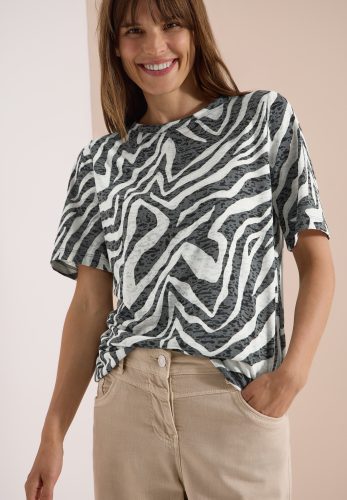 Cecil Print-Shirt Ausbrenner-Optik, elastischer Saum, Viskosemix