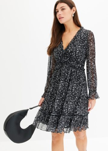 bonprix Minikleid 1 tlg. eleganter Stil, aus Mesh-Material mit floralem Druck, mit langem Arm