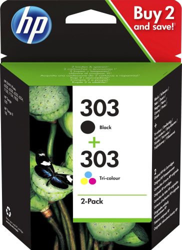 HP, HP 303 Original Tintenpatrone 3YM92AE Schwarz, Cyan, Magenta, Gelb Multipack 2 Stück
