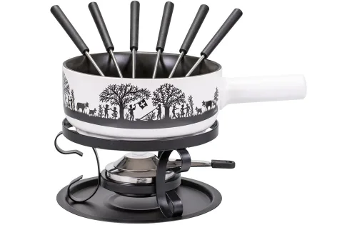 Kadastar - Käsefondue-Set, 22cm, Schwarz/Weiss