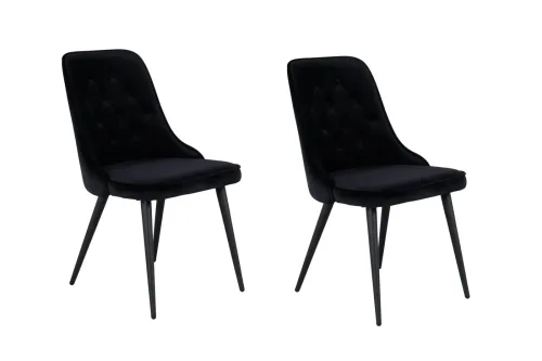 LIVIQUE, Stuhl 2er-Set Vendet Schwarz Stahl/Polyester B 50 cm - Material: Polyestersamt/Stahl - Stuhl 2er-Set