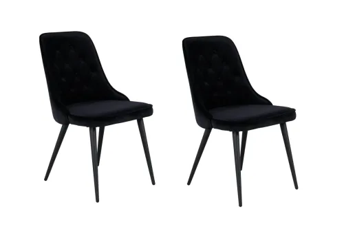 LIVIQUE, Stuhl 2er-Set Vendet Schwarz Stahl/Polyester B 50 cm - Material: Polyestersamt/Stahl - Stuhl 2er-Set