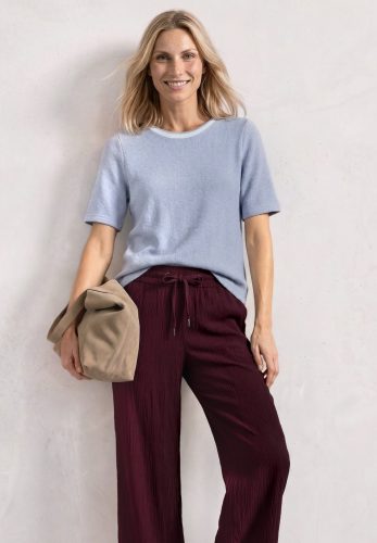 STREET ONE Kurzarmshirt Kurzarm Sommershirt im Strick-Look mit Rundhals
