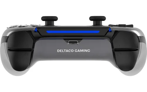 DELTACO, DELTACO PS5 GAM-199 Wireless (+ Ladestation) Controller Stahlgrau für PlayStation 5, Android, iOS, PC