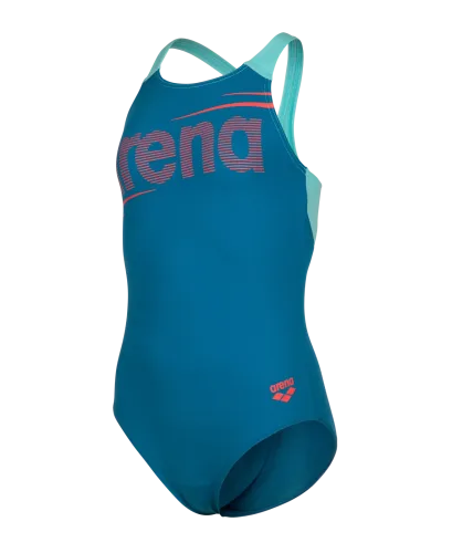 arena, Arena G Arena Bold Swimsuit V Back Badeanzug Mädchen, blau, Grösse: 152