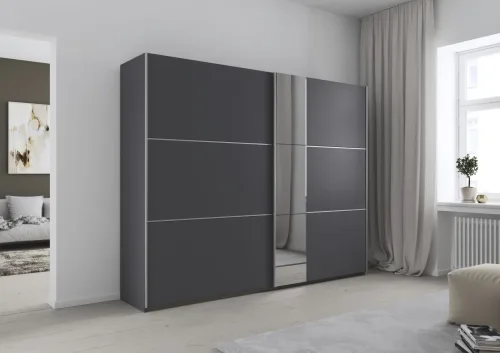 Goodproduct, GOODproduct Kleiderschrank "Mehrzweckschrank Aktenschrank Möbel Mietswohnung TOPSELLER ASTANA" 3 Ausstattungen BASIC/CLASSIC/PREMIUM (inkl. SOFT-CLOSE-FUNKTION), mit 3 Spiegelelementen, Metallgriffleisten alufarbig MADE IN GERMANY