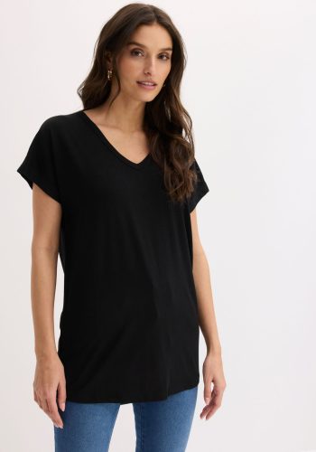 bonprix T-Shirt bequeme Passform, Kurzarm, tiefer Rücken-Ausschnitt
