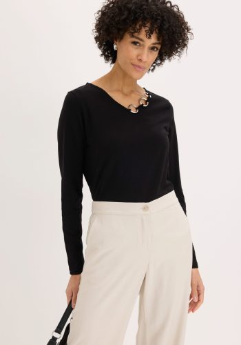 bonprix Langarmshirt bequeme Passform, Langarm, tolle Ösen-Details