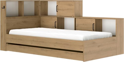 Gami, Gami Stauraumbett »"Erwan", viel Stauraum, Made in France, verschiedene Farben«, (B/H/T ca. 220cmx104x120cm), mit grosser Schublade, viele Regale und Ablagefächer