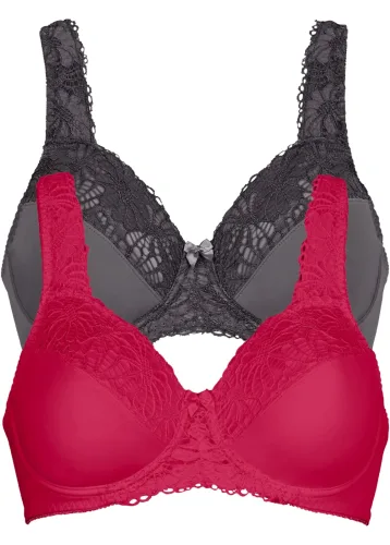 bonprix, bonprix Minimizer-BH mit gepolsterten Trägern (2er Pack)rot 100Damen