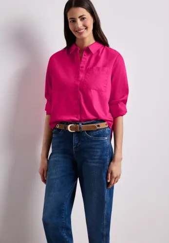 Street One, Langarm Bluse mit Hemdkragen aus Twill