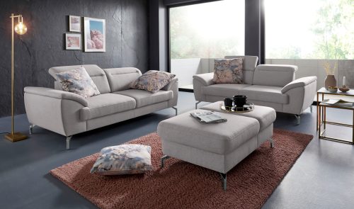 SIT&MORE, sit&more 2,5-Sitzer, 15 cm Fusshöhe, inklusive Sitztiefenverstellung, wahlweise Kopfteilverstellung, wahlweise in 2 unterschiedlichen Fussfarben