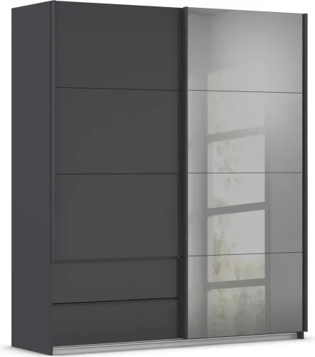 Premium Living, Schwebetürenschrank Elara Grau 181/210/62 cm Grau 