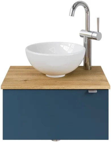 Saphir, Saphir Waschtisch "Serie 6915 Waschschale mit Unterschrank für Gästebad, Gäste WC" Keramik-Aufsatzbecken, Waschtischplatte, Waschtischunterschrank, 3 Stk. tlg. 51 cm mit Keramik-Aufsatzbecken und 1 Tür