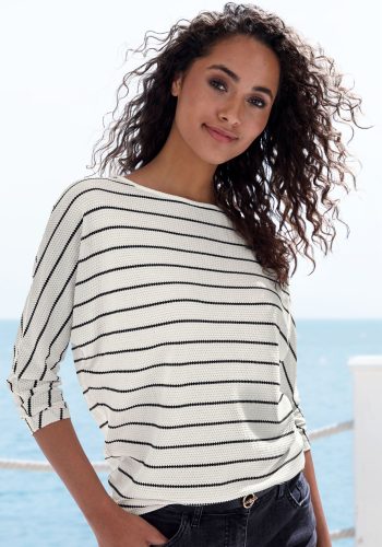 Vivance, Vivance 3/4-Arm-Shirt "mit modischer Streifenstruktur" aus luftiger Baumwoll-Viskose-Qualität