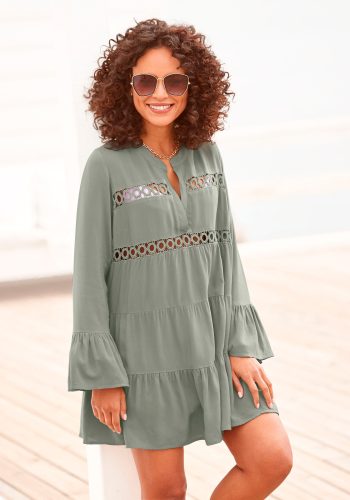 LASCANA Longbluse mit Spitzeneinsätzen, Tunika, Blusenkleid, Strandmode