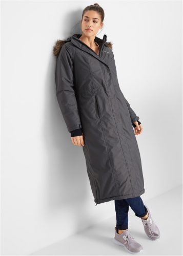 bonprix Wintermantel mit abnehmbarer Kapuze + Fellimitat, Daumenlöcher, Handy-Innentasche