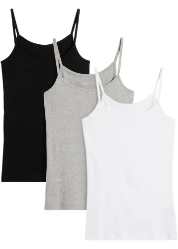 bonprix, bonprix Spaghettiträger-Top (3er-Pack)weiß 40Damen