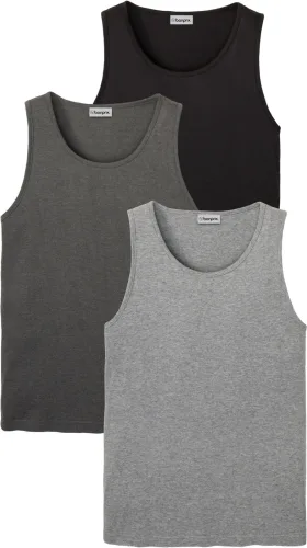 bonprix, bonprix Tanktop in Regular Fit (3er Pack)grau 52Herren